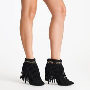 G.C. Raven Suede Fringe Chain Trim Bootie Costume Fall Going Out Party Gift